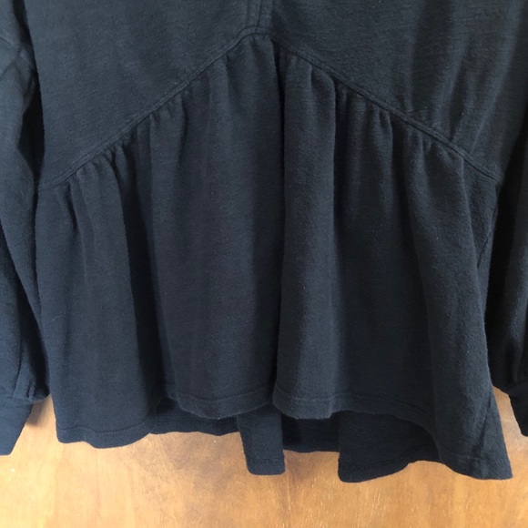 Anthropologie Pilcro Knit Long Sleeve Babydoll Top Black Oversized Puff Sleeve - Picture 8 of 14